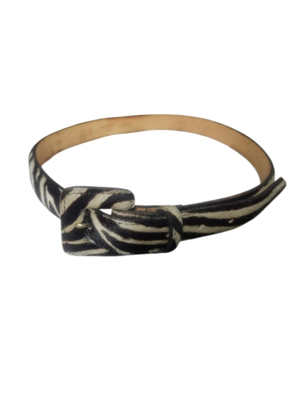 Vintage Henri Bendel Zebra Print Calf Hair Belt Medium Made in USA Style 4357